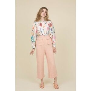 Samantha Pleet NWT Linen Wide Leg Fetching Pant Sz 0 Pockets Resortwear Preppy